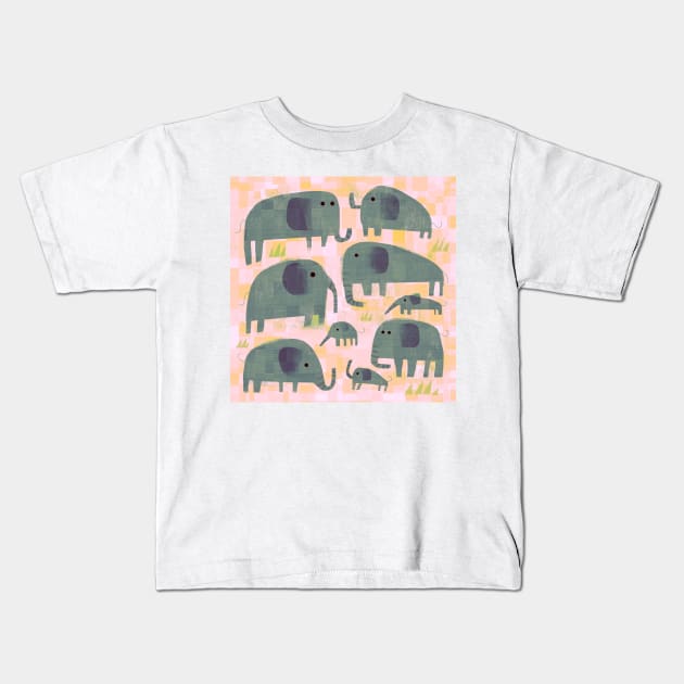 Elephants Kids T-Shirt by Gareth Lucas